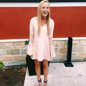 LF Pink Bell Sleeve Dress